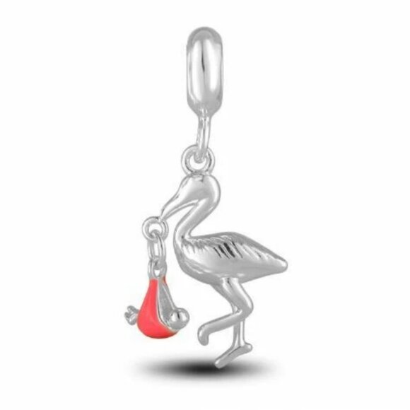 DaVinci Charm Bead Lot of 15 (for bracelets) Baby Girl Mother Mom Pink Silver - Picture 4 of 4